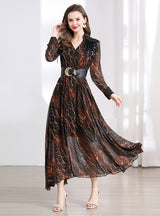 Bead Rhinestones Retro Print Dress