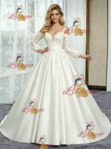 White Satin Short Sleeve Straps Flower Wedding Dress