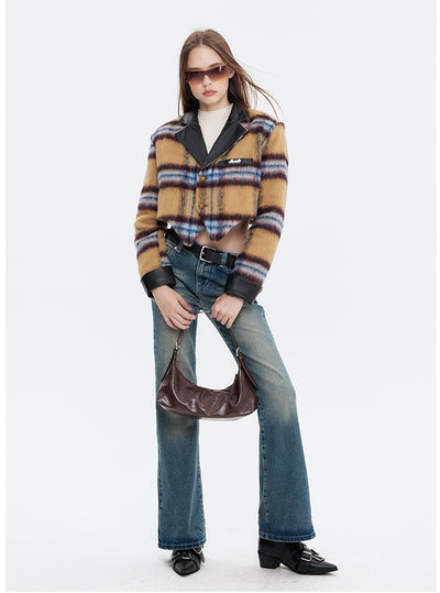 Irregular Plaid Cotton Coat