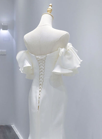 White Mermaid Satin Wedding Dress