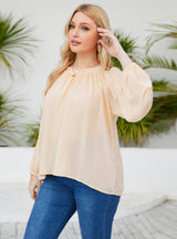 V-neck Loose Chiffon Lantern Long Sleeve Shirt