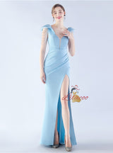 V-neck Mermaid Beading Split Prom Dress