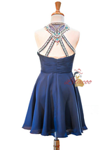 Navy Blue Chiffon Short Homecoming Dress