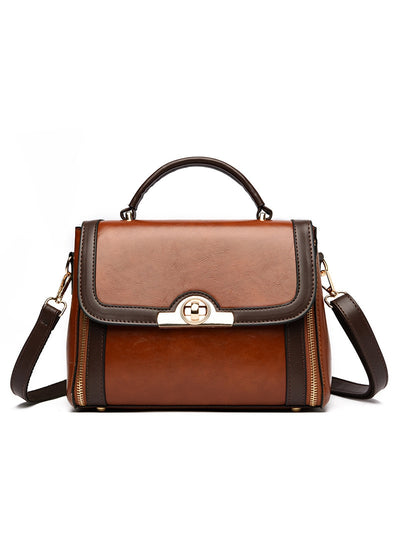 Large-capacity Wax Leather Portable Messenger Bag