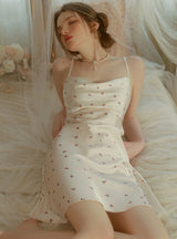 Sexy Floral Ice Silk Suspender Nightdress