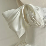 White Satin Crystal Wedding Dress