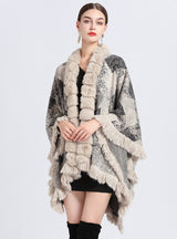 Jacquard Knit Cardigan Loose Shawl Cloak
