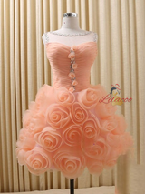 Purple Tulle Flower Pleats Homecoming Dress