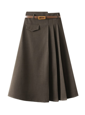 High Waist and Slim Woolen Skirt