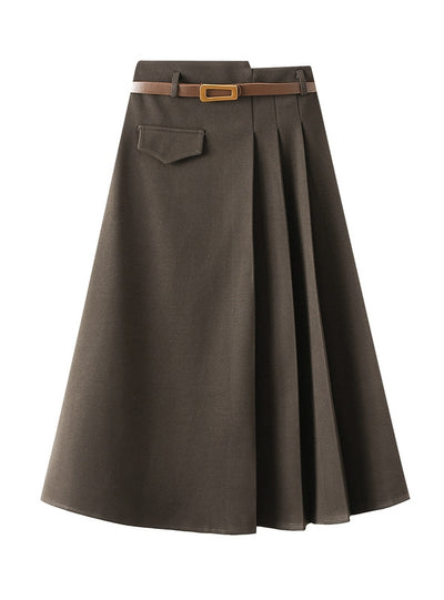 High Waist and Slim Woolen Skirt