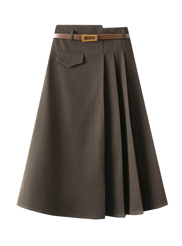 High Waist and Slim Woolen Skirt