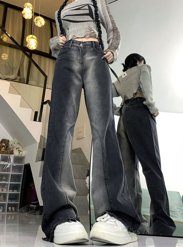 Micro-trumpet Retro Raw Edge Slim Jeans