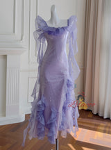 Purple Sequins Straps Prom Dress