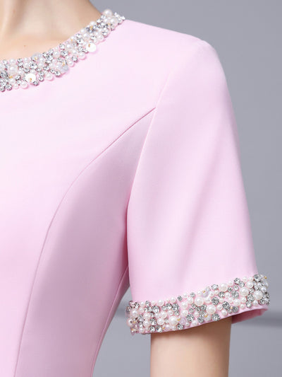 Pink Short Sleeve Mother Of the Brides Dress