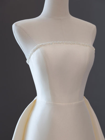 Ivory Satin Strapless Sequins Wedding Dress