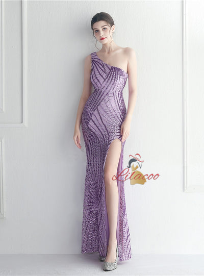 Mermaid Sequins Split Prom Dress