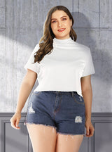 Plus Size Solid Color Short Loose T-shirt