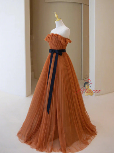 Strapless Tulle Pleats Prom Dress