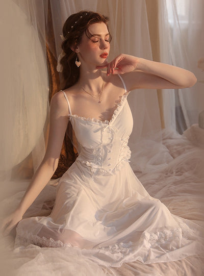 Mesh Lace Suspender Nightdress Robe Suit