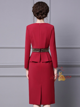 Burgundy Long Sleeve Mother Of The Bride Dress