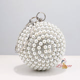 Hand-held Small Round Pearl Dinner Bag