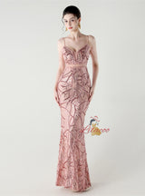 Spaghetti Straps Beading Sequins Prom Dress