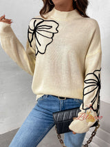 Solid Color Three-dimensional Flowers Plants Sweater