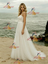 Tulle Lace Straps Wedding Dress