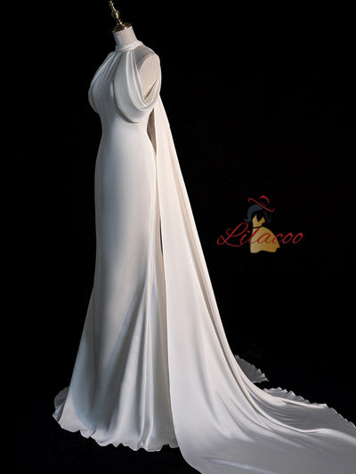 White Mermaid Satin Wedding Dress