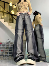 Straight Detachable Wide-leg Pants Jeans