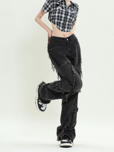 Retro Wide-leg Five-pointed Star Jeans