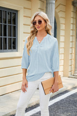 Solid Color V-neck Loose Top