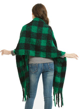 Fringed Green and Black Plaid Scarf