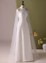 White Halter Bead Prom Dress