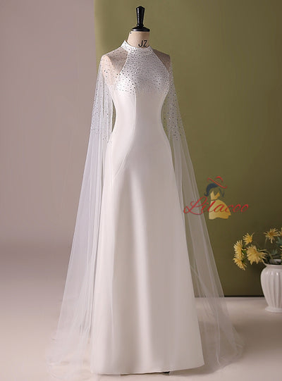 White Halter Bead Prom Dress