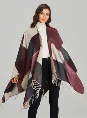 Retro Fashion Jacquard Split Thick Warm Shawl