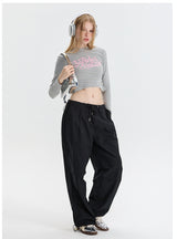 Printed Letters Slim Pleated Top