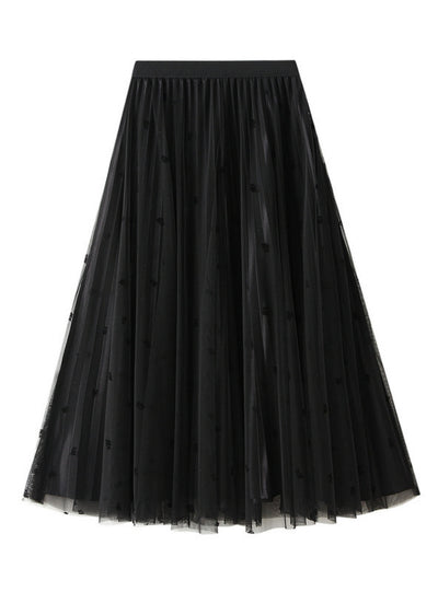 High Waist Pleated Gauze Skirt