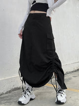 Irregular Side Pleats Slits Long Skirt