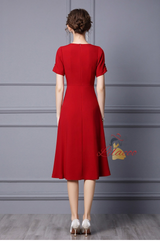 V-neck Short Sleeve Mother Of The Bride Dress