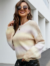 Gradient Knitted Long-sleeved Pullover Sweater