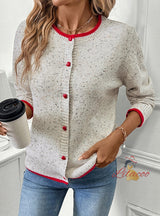 Casual Contrast Knitted Cardigan Coat