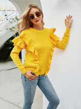 Wooden Ear Knitted Pullover Sweater