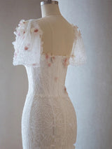 White Mermaid Lace Flower Prom Dress