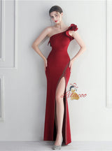 Mermaid One Shoulder Split Prom Dress