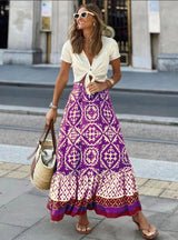 Bohemian Print Big Swing Skirt