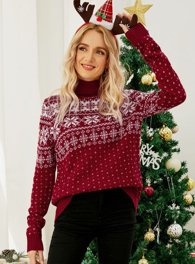 Jacquard Turtleneck Christmas Sweater