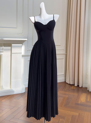 Black Strapless Pleats Prom Dress