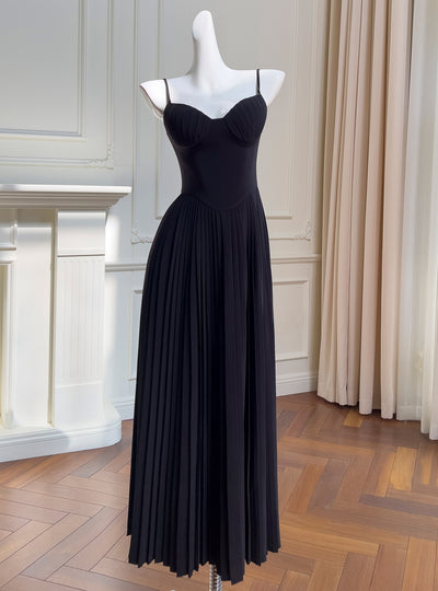 Black Strapless Pleats Prom Dress