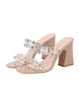 Thick High-heeled Rhinestone Transparent Sandals